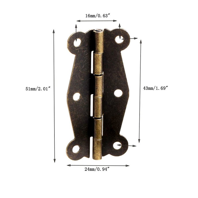 dophee 10Pcs Vintage Style Butterfly Decorative Hinges for Wooden Jewelry Box Case Cabinet Drawer - 2.01"x0.94" - Image 3